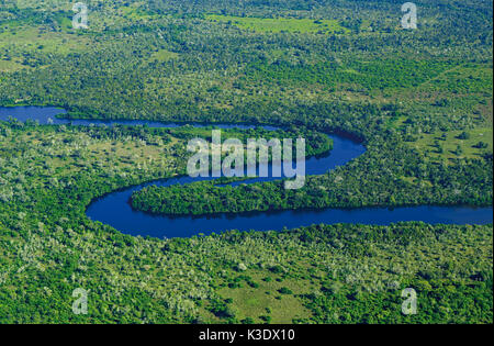 Brasilien, Pantanal, Luftaufnahmen, Fluss Landschaft rund um den Rio Claro, Stockfoto