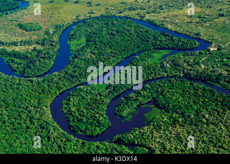 Brasilien, Pantanal, Luftaufnahmen, Fluss Landschaft rund um den Rio Claro, Stockfoto