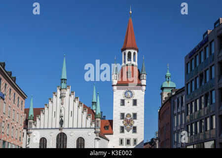 Östlichen Seite Altes Rathaus im Stadtzentrum München, Oberbayern, Bayern, Deutschland, Stockfoto