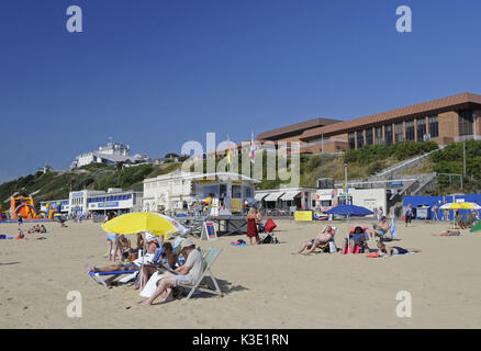 England, Dorset, Bournemouth, Bournemouth Strand, Bahnhof der Rettungsschwimmer, Stockfoto