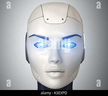 Kopf des Roboters schließen sich, 3D illustration Stockfoto
