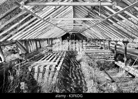 Rundown Kidby Baumschulen, wenig Clacton, Essex, in einem Zustand des Niedergangs, die Entwicklung in einer Wohnsiedlung. Stockfoto