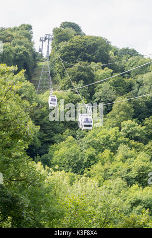 Gondeln auf den Höhen von Abraham Fahrt am Matlock Bath in Derbyshire UK Stockfoto