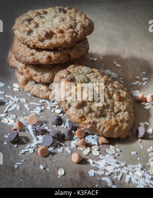 Stapel von Hausgemachte Küche Spüle Cookies, Nahaufnahme Stockfoto