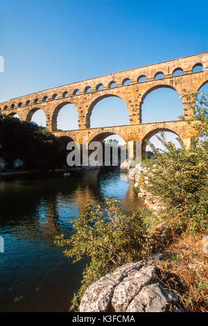 Die Brücke Pont du Gard, Frankreich ab dem 1. Jahrhundert n. Chr. Stockfoto