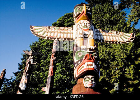 Totem Pole im Stanley Park, Vancouver, Kanada Stockfoto