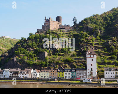 Katz schloss, St. Goarshausen, Deutschland Stockfoto