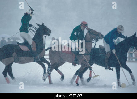 Polo auf Schnee in St. Moritz Stockfoto