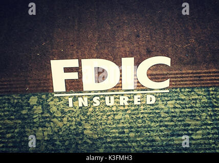 Bank die FDIC Zeichen, United States Stockfoto