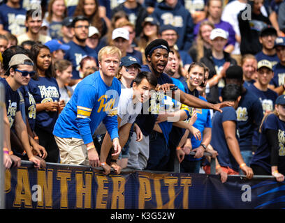 Pittsburgh, PA, USA. 2. Sep 2017. Pitt Fans während der Pitt Panthers vs Youngstown St. Pinguine Spiel am Heinz Feld in Pittsburgh, PA. Jason Pohuski/CSM/Alamy leben Nachrichten Stockfoto