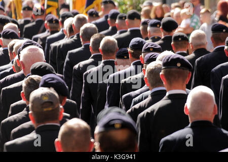 Gloucester, Großbritannien. 02 Sep, 2017. Veteranen marschieren in die Parade in Gloucester Tag, eine Tradition, die ursprünglich stammt die Aufhebung der Belagerung von Gloucester in 1643. Credit: Carl Hewlett/Alamy leben Nachrichten Stockfoto