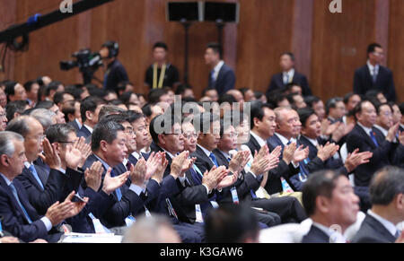 Xiamen, China Fujian Provinz. 3. Sep 2017. Die Eröffnungsfeier der BRICS-Business Forum ist in Xiamen, im Südosten der chinesischen Provinz Fujian, Sept. 3, 2017. Credit: Ju Peng-/Xinhua/Alamy leben Nachrichten Stockfoto