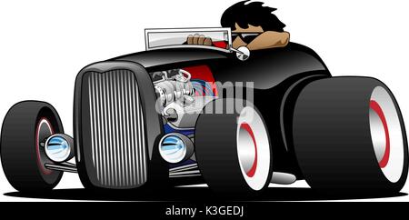 Classic Muscle Car Hot Rod Cartoon Illustration Stock Vektor