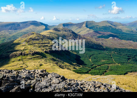 Die Nantle Ridge, Snowdonia aus Moel Hebog im Süden gesehen. Snowdonia, North Wales, UK Stockfoto