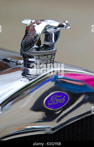 Oldtimer Rallye 'Herkomer Konkurrenz" in Landsberg Lech für mindestens 80 Jahre alten Autos, hier in der Nähe Detail Der Ford Tourer Stockfoto