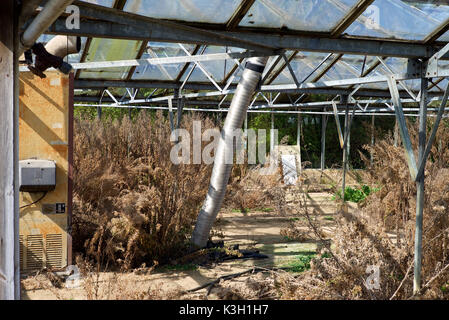 Rundown Kidby Baumschulen, wenig Clacton, Essex, in einem Zustand des Niedergangs, die Entwicklung in einer Wohnsiedlung. Stockfoto