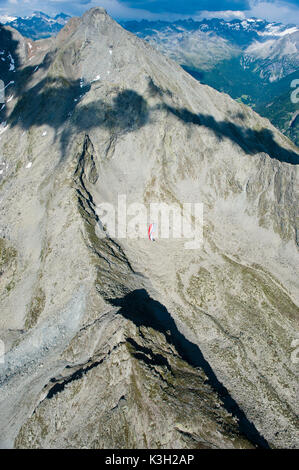 Großen Moosstock, Gleitschirm, Luftbild, Ahrntal, hohe Berge, Südtirol, Italien Stockfoto