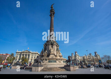 Spanien, Katalonien, Barcelona Stadt, Kolumbus Denkmal, Stockfoto