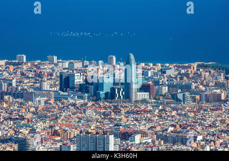 Spanien, Katalonien, Barcelona City, Panorama vom Berg Tibidabo Stockfoto