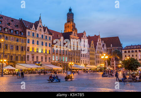 Polen, Breslau, den Marktplatz, die St. Elisabeth Belfried Stockfoto