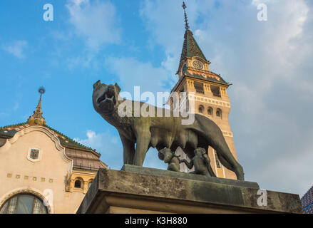 Rumänien, Targu Mures Stadt, Romulus und Remus Monument, Stockfoto