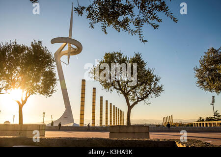 Calatrava-Turm im Olympischen Park von Monjuic in Barcelona-Katalonien-Spanien Stockfoto