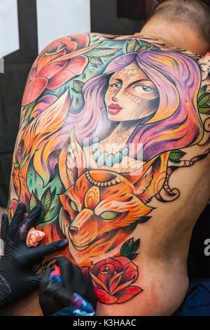 England, London, London Tattoo Convention, Tattoo-Detail Stockfoto