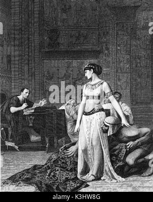 CLEOPATRA, bevor Julius Cäsar eine Gravur aus der ursprünglichen Gemälde von Gerome Stockfoto