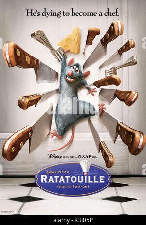 In dem neuen animierten Abenteuer, RATATOUILLE, träumt eine RATTE namens Remy davon, ein großer französischer Koch zu werden. RATATOUILLE wird von dem mit dem Academy Award&#xae; ausgezeichneten Brad Bird (The Incredibles) geleitet und von dem mit dem Academy Award&#xae; ausgezeichneten Jan Pinkava (Geri's Game) geleitet. RATATOUILLE [US 2007] eine Ratte namens Remy träumt davon, im neuen Animationsabenteuer RATATOUILLE ein großer französischer Koch zu werden. Eine RATTE namens Remy träumt davon, ein großer französischer Koch zu werden. RATATOUILLE wird von dem mit dem Academy Award ausgezeichneten Brad Bird (The Incredibles) geleitet und von dem mit dem Academy Award ausgezeichneten Jan P mitgeführt Stockfoto