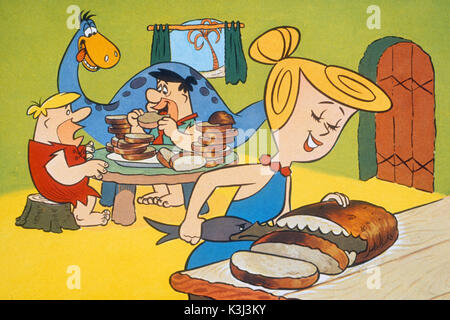 Die FLINTSTONES BARNEY RUBBLE, Fred Feuerstein, WILMA FLINTSTONE Stockfoto