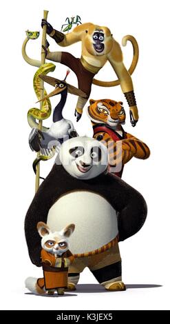 KUNG FU PANDA LUCY LIU stimmen Viper, Seth Rogen stimmen Mantis, Jackie Chan Voices Voices Monkey, DAVID CROSS Crane, Angelina Jolie stimmen Tigerin, Jack Black Voices Po, DUSTIN HOFFMAN voices Master Shifu KUNG FU PANDA Datum: 2008 Stockfoto