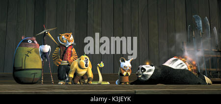 KUNG FU PANDA DAVID CROSS Crane Voices Voices Tigerin, Angelina Jolie, Jackie Chan voices Monkey, Seth Rogen Voices Voices Mantis, Lucy Liu Viper, DUSTIN HOFFMAN stimmen Meister Shifu, Jack Black Voices Po KUNG FU PANDA Datum: 2008 Stockfoto