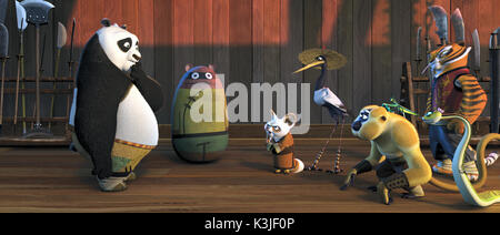 KUNG FU PANDA JACK BLACK voices Po, DUSTIN HOFFMAN stimmen Meister Shifu, DAVID CROSS stimmen Kran, Jackie Chan voices Monkey, Seth Rogen Voices Voices Mantis, Lucy Liu Viper, Angelina Jolie stimmen Tigerin KUNG FU PANDA Datum: 2008 Stockfoto