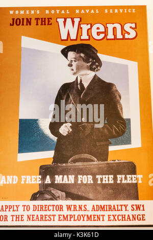 England, Hampshire, Portsmouth, Portsmouth Historic Dockyard, Nationalmuseum, Royal Navy, historischen WWII Recruiting Poster Stockfoto