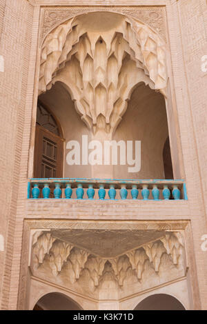 Iran, Iran, Kashan, Khan-e Boroujerdi, Haus des traditionellen Teppich Kaufmann, kunstvolle Stuckverzierung Stockfoto