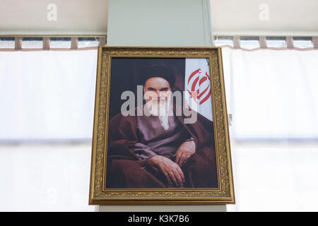 Iran, Teheran, Porträt des ehemaligen religiösen Führer, Ayatollah Khomeini Stockfoto