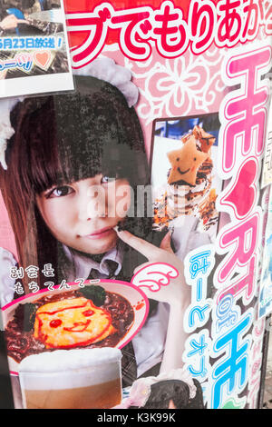 Japan, Hoshu, Tokio, Akihabara, Maid Cafe Reklametafeln Stockfoto