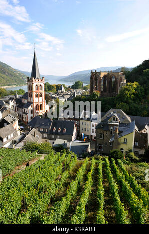 Deutschland, Rheinland-Pfalz, Bacharach, den romantischen Rhein als Weltkulturerbe der UNESCO Stockfoto