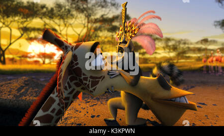 MADAGASCAR: ESCAPE 2 AFRICA DAVID SCHWIMMER Melman Voices/Giraffe, Sacha Baron Cohen als König Julien Datum: 2008 Stockfoto