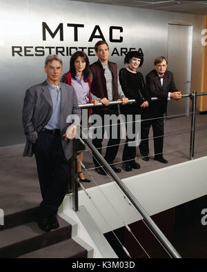 NAVY NCIS: NAVAL KRIMINELLEN UNTERSUCHUNGSDIENST aka NCIS MARK HARMON als Special Agent Jethro Gibbs, SASHA ALEXANDER als Agent Caitlin Todd, Michael Weatherly als Special Agent Anthony DiNozzo, Pauley Perrette als Abtei Sciuto, DAVID MCCALLUM als Dr. Donald Mallard Datum: 2003 Stockfoto