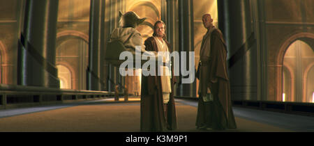 STAR WARS: Episode II - Angriff der Klonkrieger Yoda, EWAN MCGREGOR, Samuel L Jackson Star Wars: Episode II - Angriff der Klonkrieger Yoda, EWAN MCGREGOR, Samuel L Jackson Datum: 2002 Stockfoto