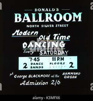 Kino FOLIE WERBUNG DONALD'S BALLROOM, 17. - 19.,SILBER STRASSE. ABERDEEN. Es Stockfoto