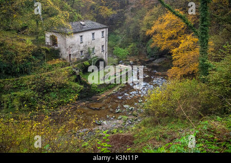 Herbst in Bruzella Mühle, Muggiotal, Mendrisio Bezirk, Kanton Tessin, Schweiz. Stockfoto