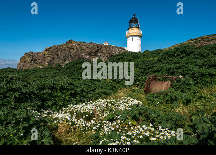 Anzeigen von Stevenson Leuchtturm, fidra Insel, Erhabene, Schottland, Großbritannien, von der Northern Lighthouse Board an einem sonnigen Tag mit blauen Himmel Stockfoto