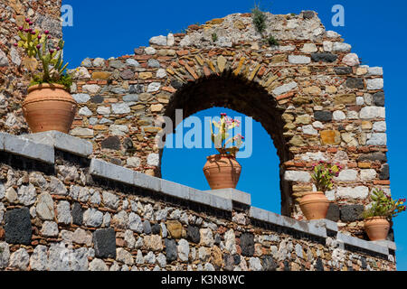 das alte Dorf Castelmola, Sizilien, Italien, Europa Stockfoto