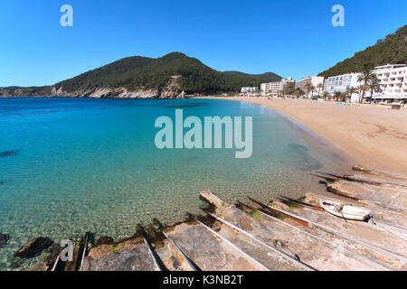 Cala de Sant Vicent, Ibiza, Spanien, Eivissa Stockfoto