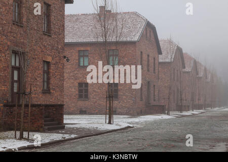 Auschwitz, Polen. Ansicht der Konzentrationslager. Stockfoto