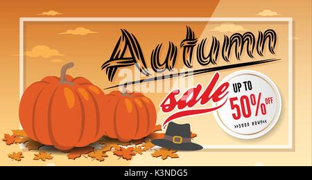 Herbst Sale banner Hintergrund template Design zum Verkauf Förderung, Web Banner oder Poster. Vector Illustration Stock Vektor