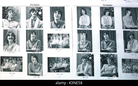 Auf 0001 Montag, 4. September, einige der zuvor nicht realisierbarer Kontaktbögen Embargo für Fotografien der Beatles, kurz vor dem Tod von Manager Brian Epstein, die unter den Hammer im September an Omega Auktionen zu gehen. Stockfoto