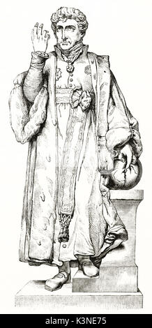 Voller Körper eines alten Mannes posieren das Tragen einer langen schweren Mantel. Georges Cuvier (1769-1832), französischer Naturforscher und Zoologe. Durch Wattier Andrew Beste und Leloir, Magasin Pittoresque Paris 1839 erstellt Stockfoto